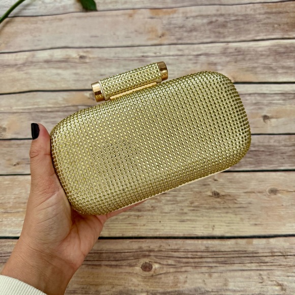 Badgley Mischka | Gold Hardshell Clutch - Picture 2 of 7